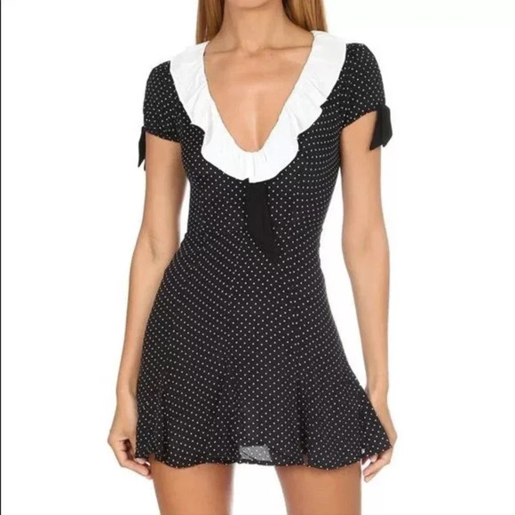 For Love And Lemons Bianca Polka Dot Mini Dress Size Medium - Picture 1 of 13